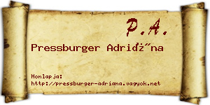 Pressburger Adriána névjegykártya